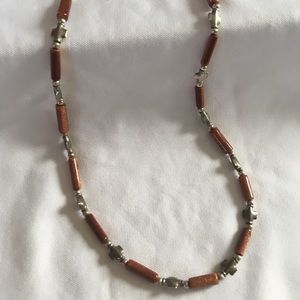 💐Copper sparkly beaded necklace with crosses
